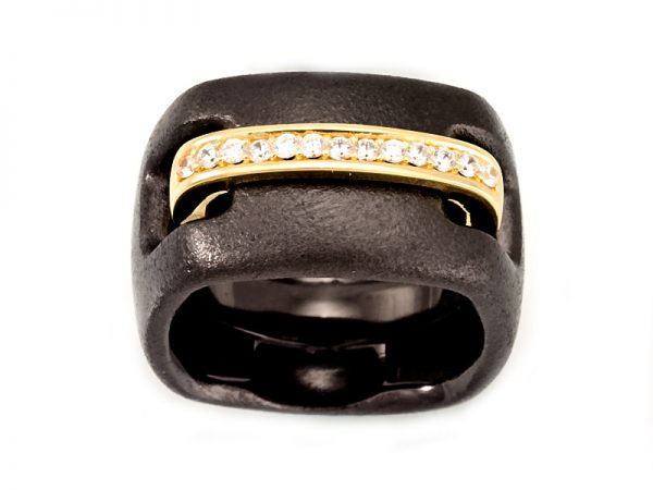 Anillo RITZ blanco en plata negra